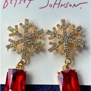 Betsey Johnson holiday snowflake with red gemstone
